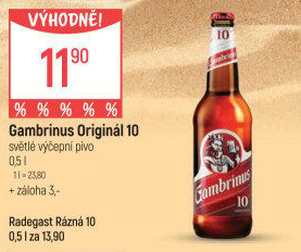 Pivo světlé výčepní Originál 10° Gambrinus