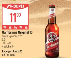 Pivo světlé výčepní Originál 10° Gambrinus