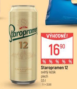 Pivo světlý ležák 12° Staropramen