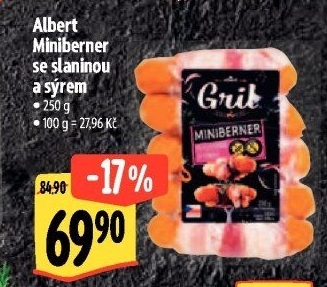 Miniberner se slaninou a sýrem Albert Gril
