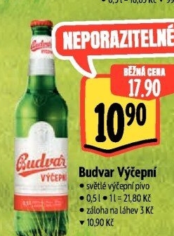 Pivo světlé výčepní Budweiser Budvar
