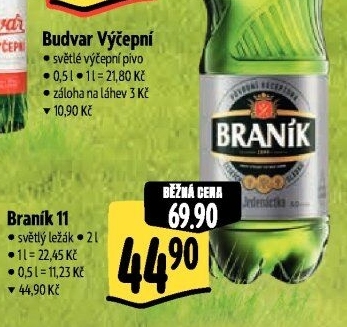 Pivo světlý ležák 11° Jedenáctka Braník