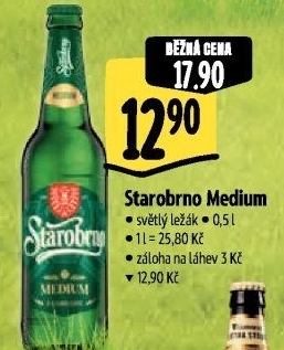 Pivo světlý ležák 11° Medium Starobrno