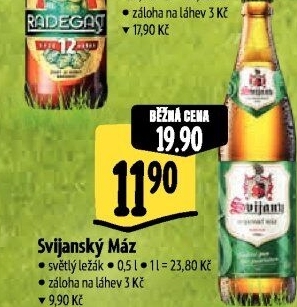 Pivo světlý ležák 11° Svijanský Máz Svijany
