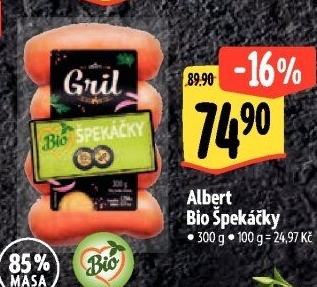 Špekáčky Bio Albert Gril