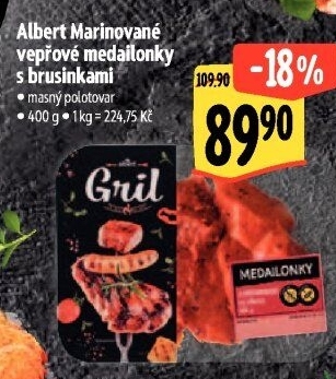 Vepřové medailonky s brusinkami marinované Albert Gril
