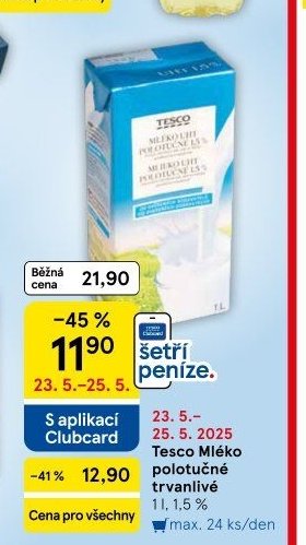 Tesco Mléko polotučné trvanlivé