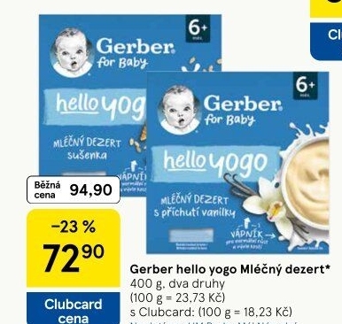 Dezert mléčný dětský Gerber Natural for Baby