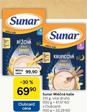 Kaše mléčná Sunar