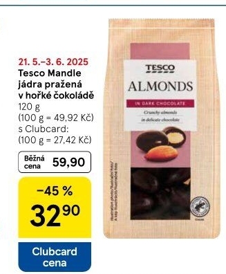 Mandle v čokoládě Tesco