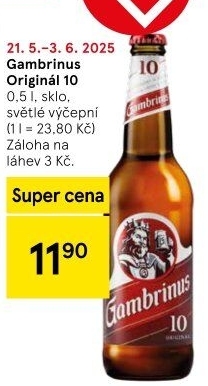 Pivo světlé výčepní Originál 10° Gambrinus
