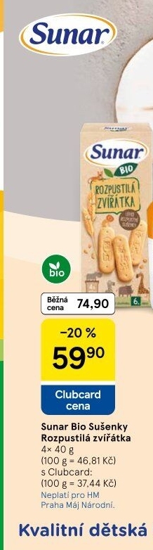 Sušenky Bio Rozpustilá zvířátka Sunar