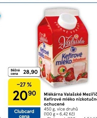 Kefírové mléko ochucené Mlékárna Valašské Meziříčí