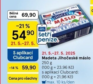 Máslo Jihočeské Madeta