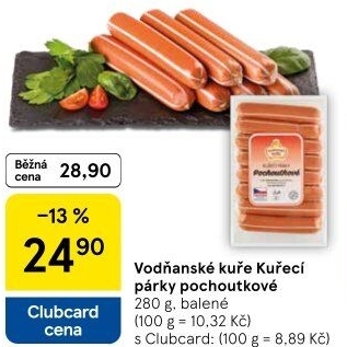 Párky kuřecí pochoutkové Vodňanské kuře