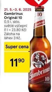 Pivo světlé výčepní Originál 10° Gambrinus