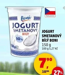 Bílý jogurt smetanový Boni