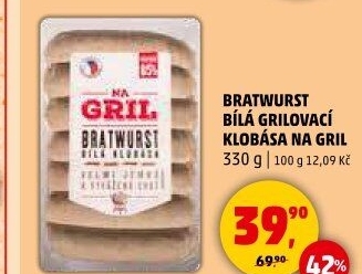 Klobása bílá grilovací bratwurst Na gril Penny