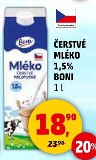 Mléko čerstvé Boni - 1,5% polotučné