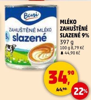 Mléko zahuštěné slazené 9% Boni