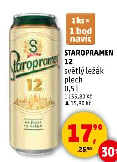 Pivo světlý ležák 12° Staropramen