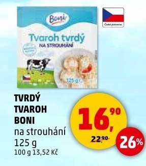 Tvaroh tvrdý na strouhání Boni