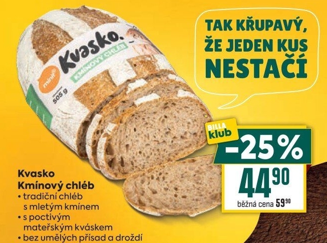 Chléb kmínový Kvasko Minit