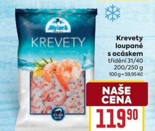 Krevety celé loupané mražené Mylord