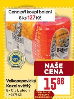 Pivo světlé Velkopopovický Kozel
