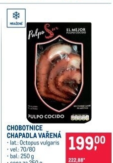 Chapadla chobotnice vařená mražená Pulpo Sur
