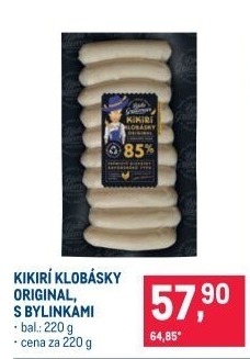 Grilovací klobása s bylinkami Kikirí Láďa Grileman Kostelecké uzeniny