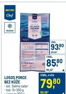 Losos obecný porce z filetů mražená Metro Chef
