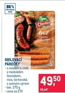 Párečky grilovací s chilli a medem Beskydské uzeniny Chodura
