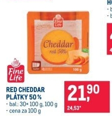 Sýr Cheddar red 50% Fine Life