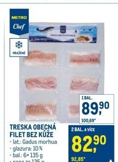 Treska obecná filety mražená Metro Chef