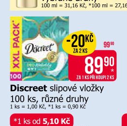 Discreet slipové vložky 100 ks