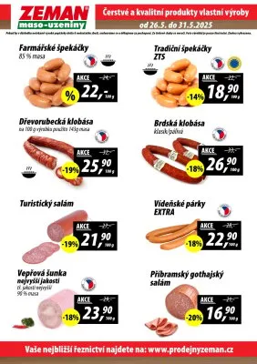 akční leták ZEMAN maso - uzeniny 26.5.2025-31.5.2025