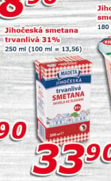 Smetana ke šlehání trvanlivá Jihočeská Madeta 31%