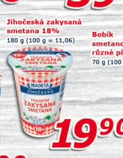 Smetana zakysaná Jihočeská Madeta 18%