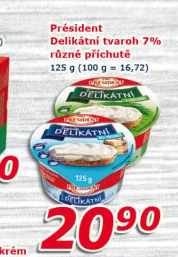 Tvarohové pomazánky Delikátní Président