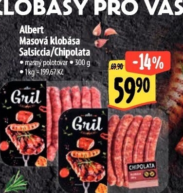 Klobása masová Chipolata Gril Albert
