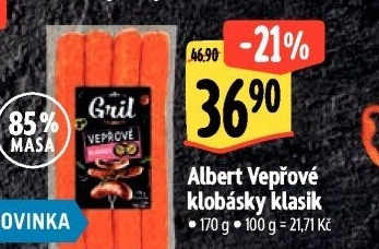 Klobásky vepřové na gril Albert Gril