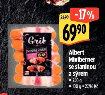 Miniberner se slaninou a sýrem Albert Gril