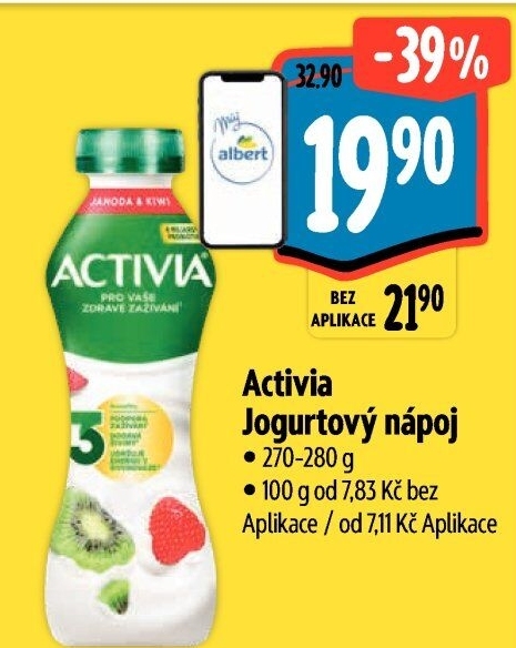 Jogurtový nápoj Activia Danone