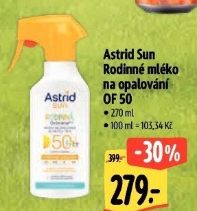 Mléko rodinné na opalování ve spreji OF 50 Astrid Sun