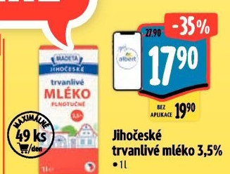 Mléko trvanlivé Jihočeské Madeta - 3,5% plnotučné