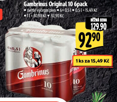 Pivo světlé výčepní Originál 10° Gambrinus