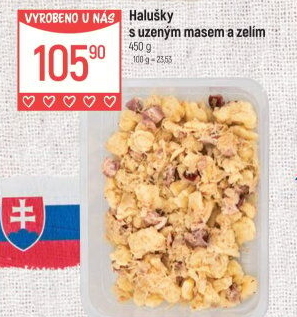 Halušky s uzeným masem a zelím Globus