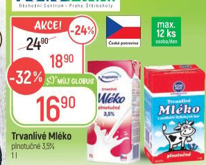 Mléko trvanlivé Pragolaktos - 3,5% plnotučné