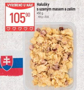 Halušky s uzeným masem a zelím Globus